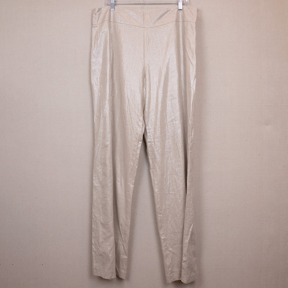 Long Tall Sally beige shimmer linen blend trouser pants NWT-14